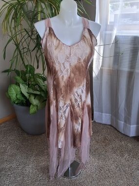 Vintage Fairycore Lace Dress Leotard Boho Pixie Woodland Fairy Balletcore Y2K XL